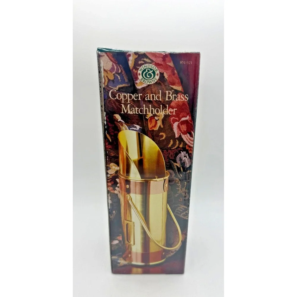 Vintage 1994 Polished Brass Fireplace Long Match Box Holder Windsor Browne New‎